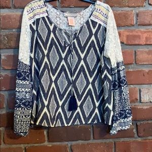 Geometric Bell Sleeve Top